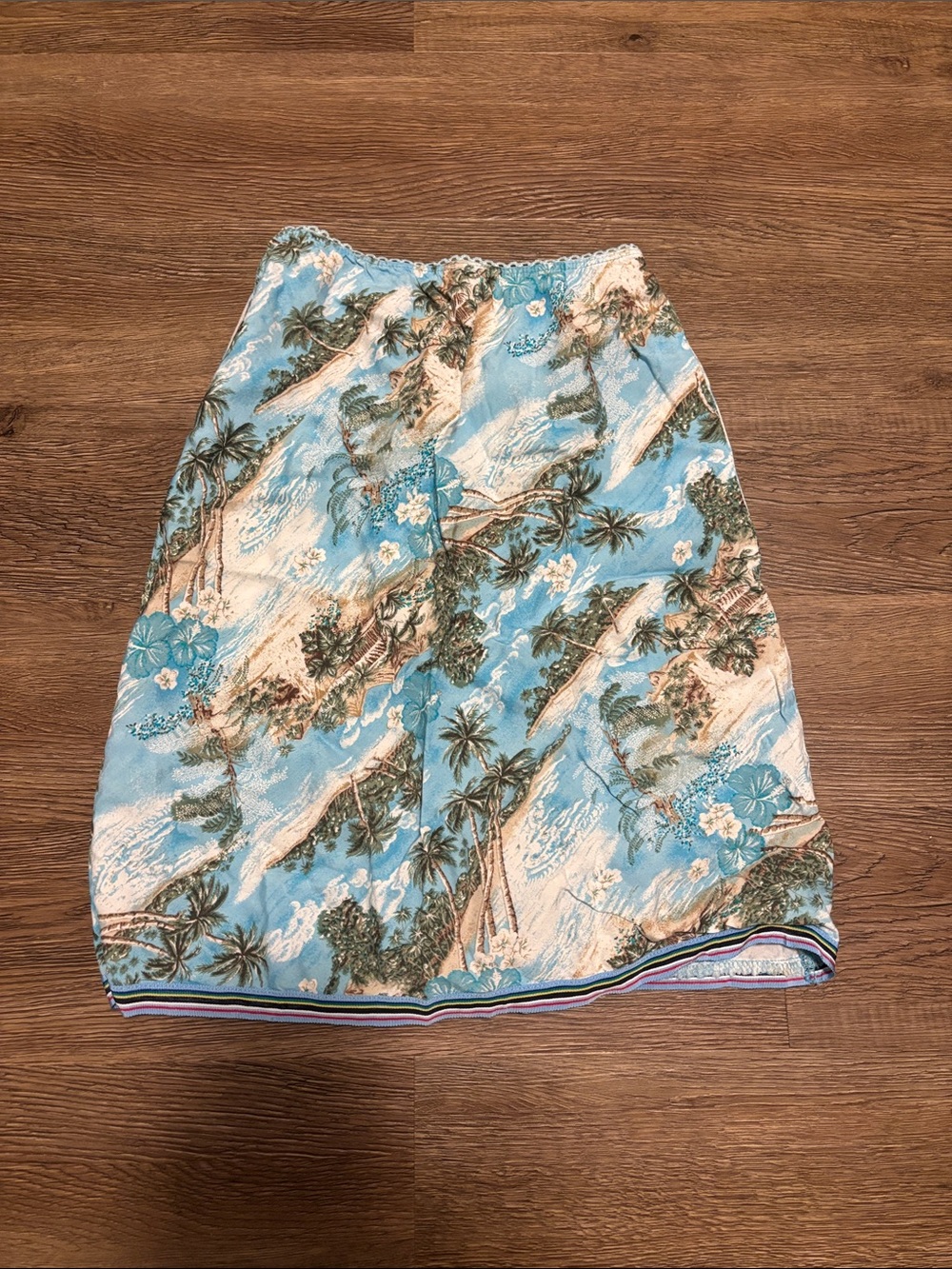women’s blue palm tree skirt